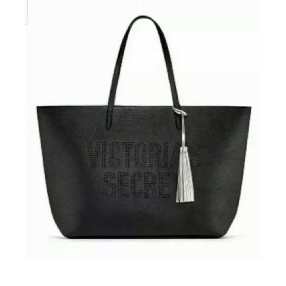 Victoria's Secret || Limited Edition Laser Cut Tote Black with Silver Tassel